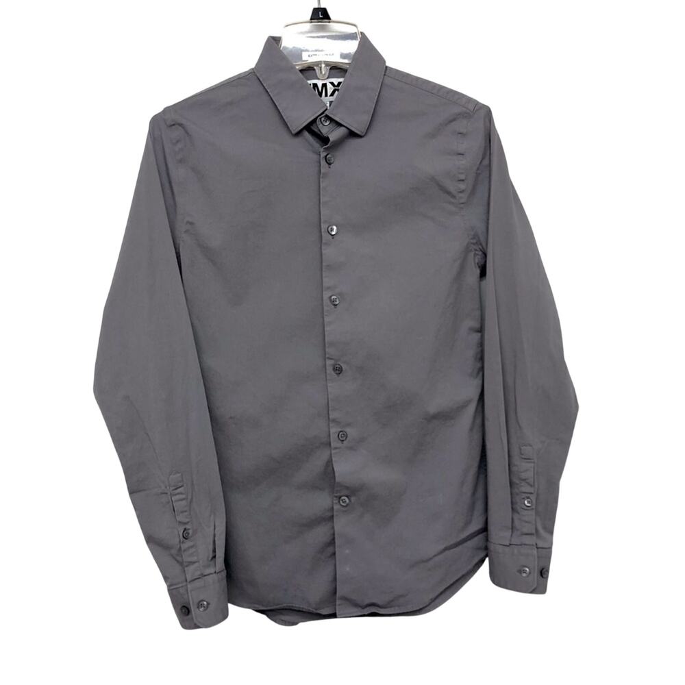 Express Men’s Extra Slim Fit Gray Dress Shirt Long Sleeve Button Front